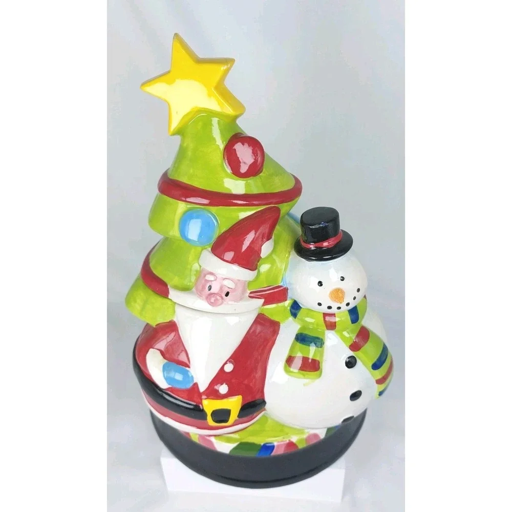 Cookie Jar Santa Tree Snowman Frosty Ceramic Treat‎ Canister Modern Christmas